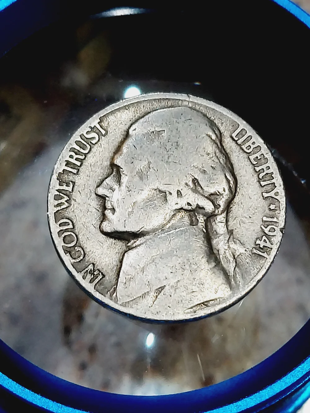1941 Jefferson Nickel - Reverse, Errors Letters On Rim & Numbers On Rim. - Picture 2 of 4